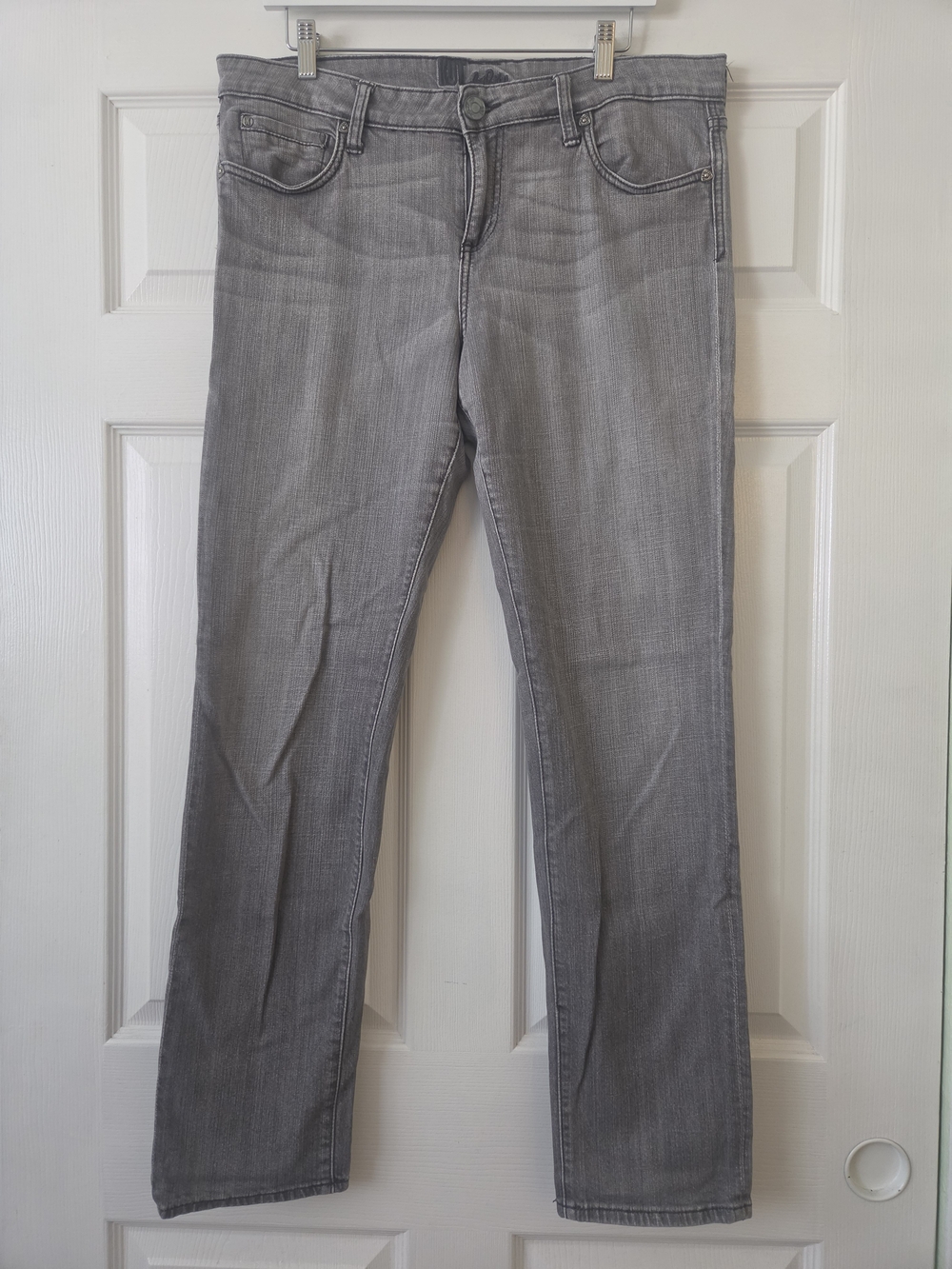 KUT Women's Light Gray Straight-Leg Jeans Size 14 With Stretch